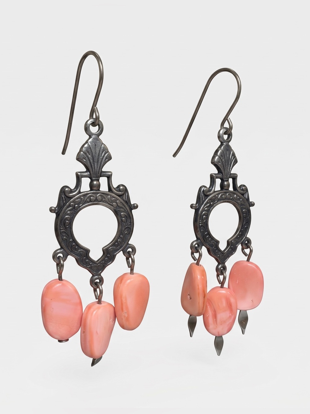 Vintage-Inspired Coral Pink Dangle Earrings